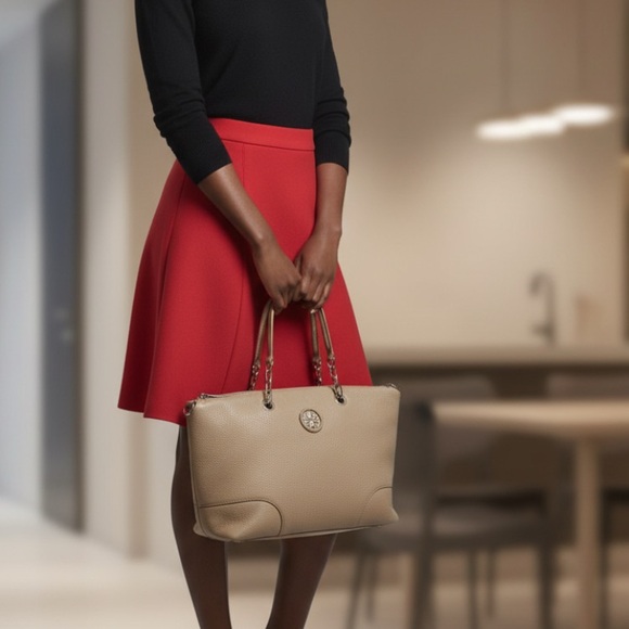 Tory Burch Whipstick Slouchy French Grey satchel bag - Picture 1 of 16